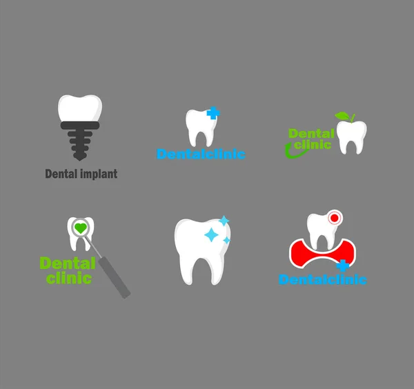 Big Set Vector Dental Logo Care Treatment Teeth Oral Hygiene — 스톡 벡터