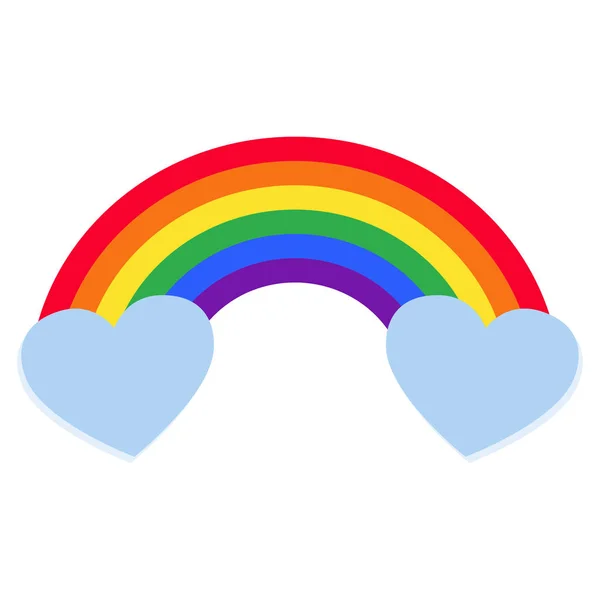 Sprookje Rainbow Vector Illustratie Met Blauwe Harten Geïsoleerd — Stockvector