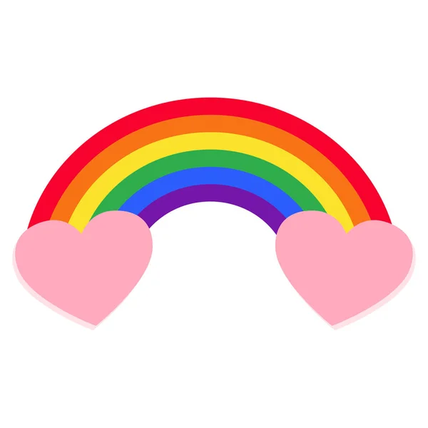 Sprookje Rainbow Vector Illustratie Met Roze Harten Geïsoleerd — Stockvector