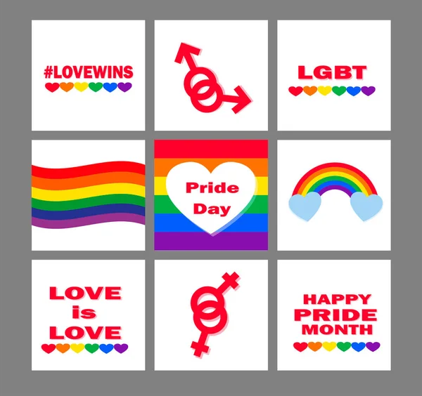 Stickers Arc Ciel Vectoriels Élégants Journée Mondiale Fierté Lgbt Égalité — Image vectorielle