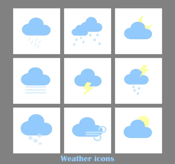 Συλλογή Διανυσματικών Εικονογραφήσεων Πρόγνωσης Καιρού Επίπεδα Διανυσματικά Εικονίδια Καιρού Για — Διανυσματικό Αρχείο