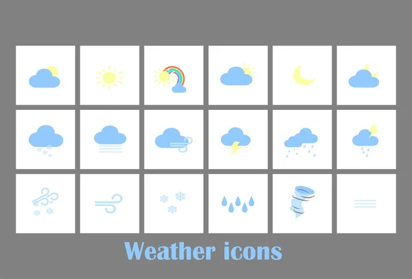 Πρόγνωση Καιρού Tablet Κινητό Σύμβολα Widget Εικονίδια Που Σύννεφα Και — Διανυσματικό Αρχείο