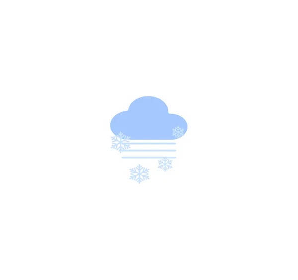 Flache Design Vektor Wettervorhersagesymbole Nebliges Wetter Mit Schnee Blaue Wolken — Stockvektor