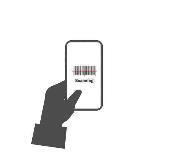 Flache Design Vektor Symbol Barcode Lesen Durch Eine Mobile Anwendung — Stockvektor