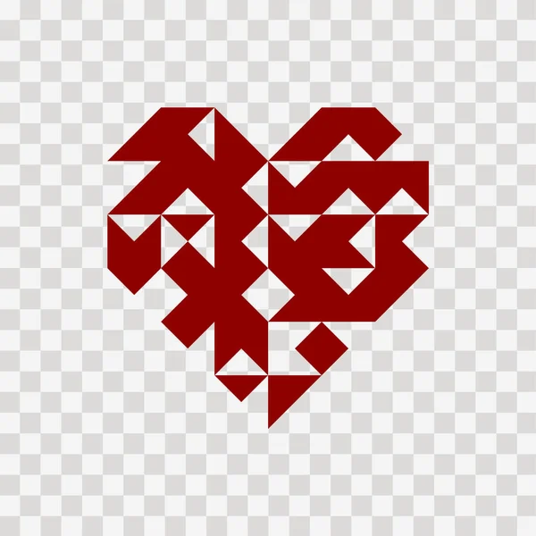Beautiful Geometry Red Heart Happy Valentine Day Polygon Heart Close — Stock Vector
