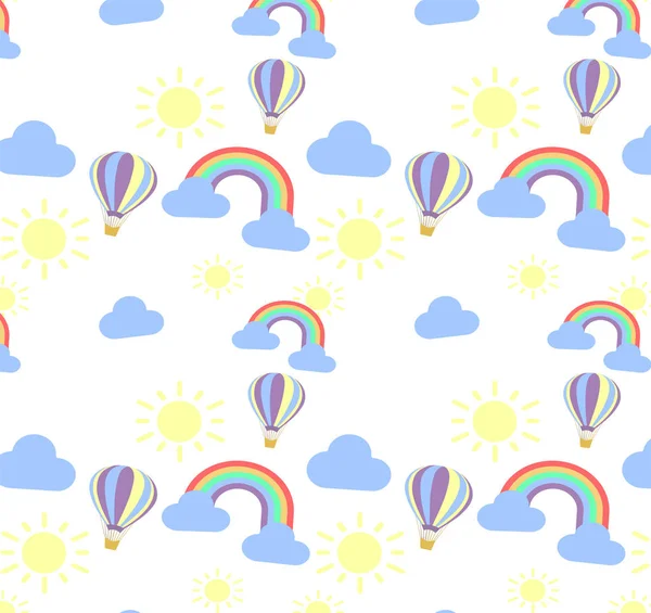 Καιρός Μοτίβο Κομψή Επίπεδη Διανυσματική Απεικόνιση Του Rainbow Σύννεφο Και — Διανυσματικό Αρχείο