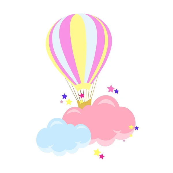 美しい子供の風のイラスト 風船付きの雲 かわいいベビーシャワー — ストックベクタ