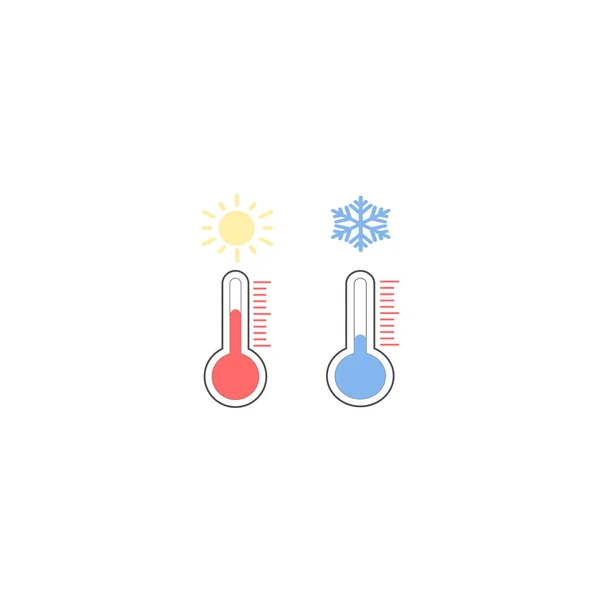 Ícone Temperatura Quente Fria Ilustração Vetorial Design Plano Conjunto Vetores — Vetor de Stock