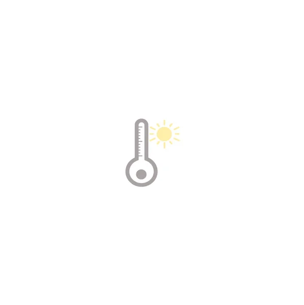 Gray Flat Vector Thermometer Icon Warm Weather Weather Forecast Sunny — Stock Vector