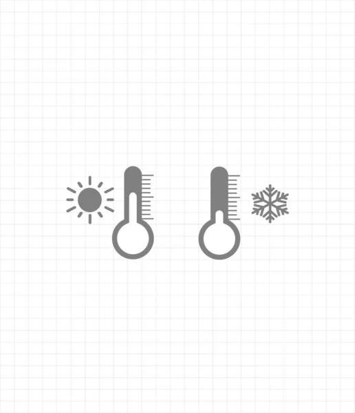 Graue Vektorsymbole Setzen Thermometer Mit Wetter Kaltem Wetter Und Warmem — Stockvektor
