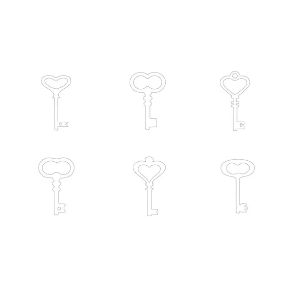 ヴィンテージキー輪郭アイコンコレクションのベクトルセット セキュリティロック解除ドアロックの鍵 — ストックベクタ