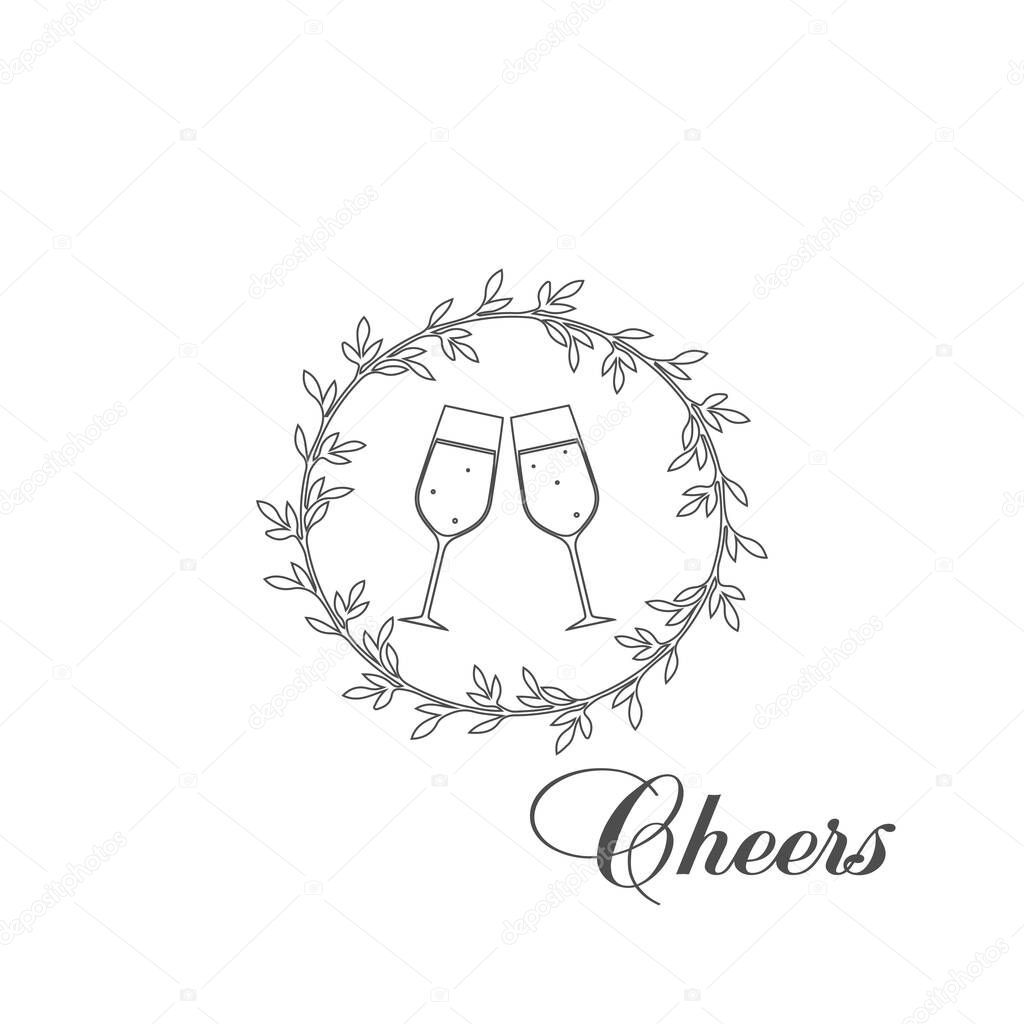 Highlights icon for instagram and other social media. two glasses of champagne. Trend flat icon