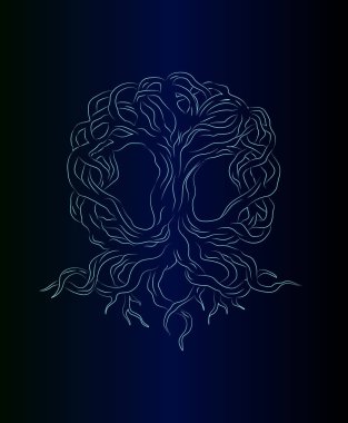 Eğim arkaplanında serbest el çizimi hayat ağacı