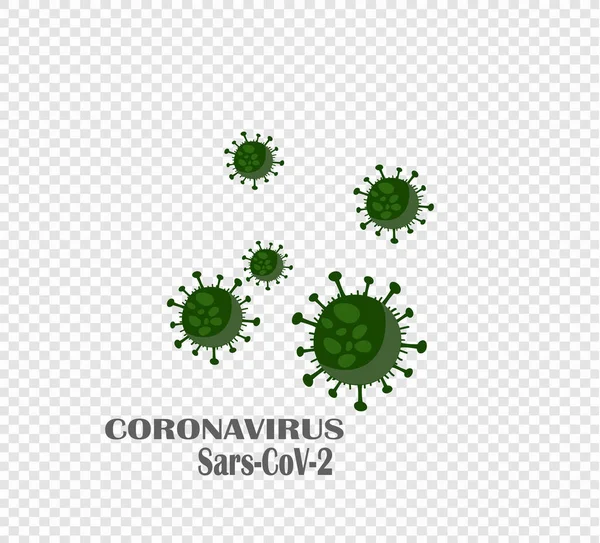 科罗那韦图例病媒 2020年大流行 在全球范围内与考拉韦病毒作斗争 透明背景下的病毒平面载体图标 — 图库矢量图片