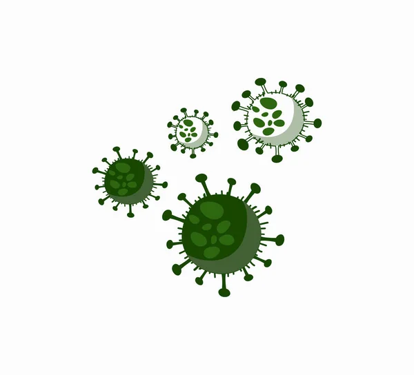 コロナウイルス Covid 19アイコンベクトルイラストフラット 2020年世界大流行 武漢症候群 緑色のコロナウイルス分離ベクターアイコン — ストックベクタ