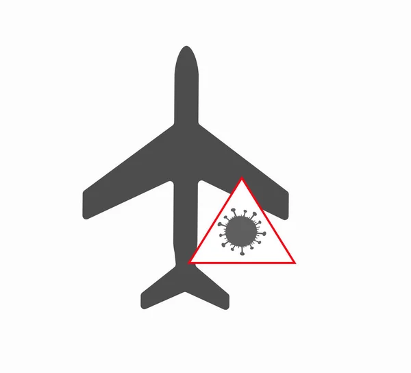 Airplane Virus Covid Icon Vector Ban Air Travel Closure Airspace — Stock Vector