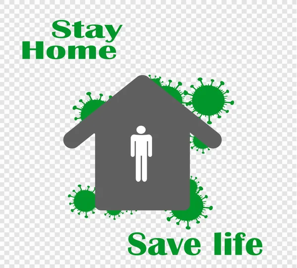 Restez Chez Vous Icône Quarantaine Auto Isolement Coronavirus Prevention Icône — Image vectorielle