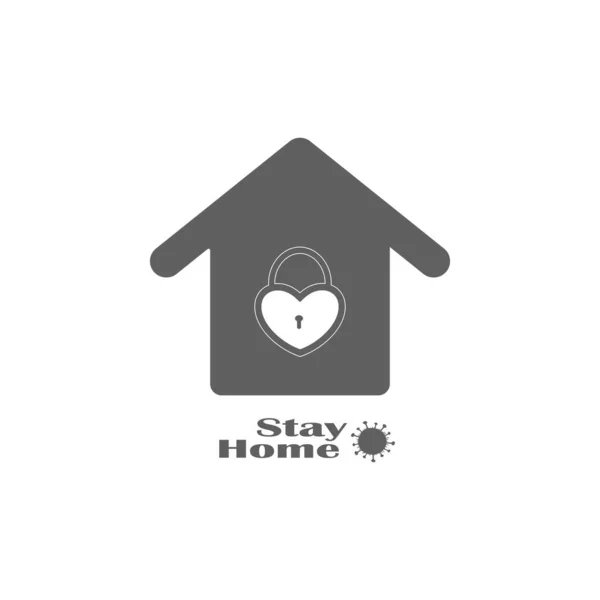 Icono Vectorial Gris Permanecer Casa Prevención Covid Auto Aislamiento Aislado — Vector de stock