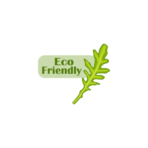 Eco Friendly Flat Logo Vector Arugula Leaf Isolated Organic Vegan — Stock Vector