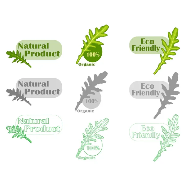 Logotipo Comida Orgânica Colorida Logotipo Alimento Orgânico Vegan Conjunto Logotipo — Vetor de Stock