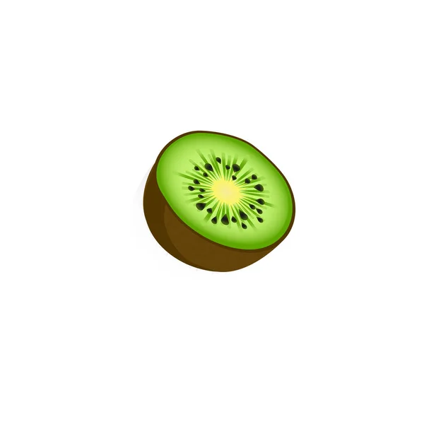 Poloviční Zralé Kiwi Vektor Izolovaná Ilustrace Chutné Zralé Organické Ovoce — Stockový vektor