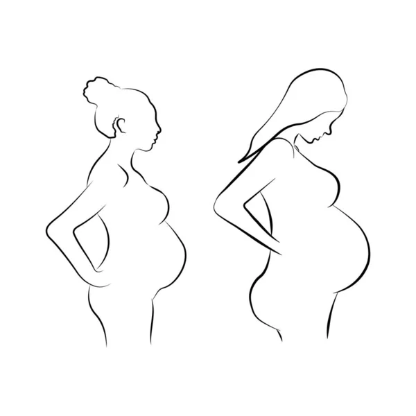 Two Silhouettes Pregnant Girls Mom Baby Health — Stock Vector