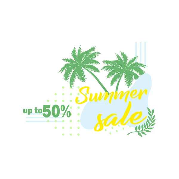 夏季销售Instagram邮包 色彩艳丽的矢量模板与棕榈轮廓 网上购物 销售和折扣最高可达50 — 图库矢量图片