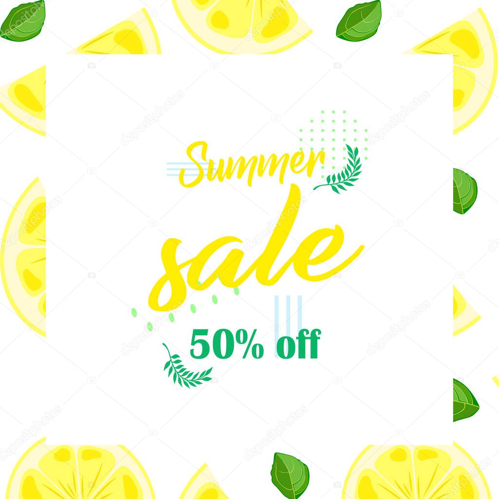 Seasonal summer sale - online shopping up to 50% off - vector template