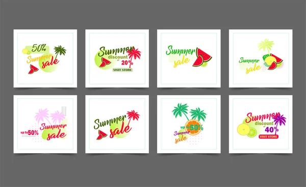 Summer Instagram Post Collection Vector Seth Instagram Template Post Summer — Stock Vector