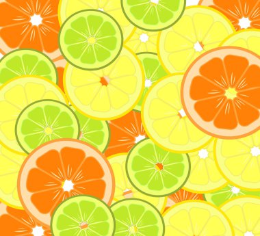 Citrus meyveleri kusursuz vektör deseni. Renkli yaz arkaplanı