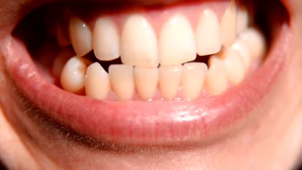 El cepillo de dientes limpia los dientes — Vídeo de stock