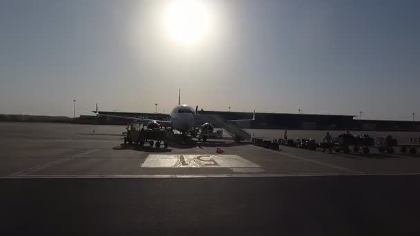 Ontvangst van de bagage op de luchthaven — Stockvideo