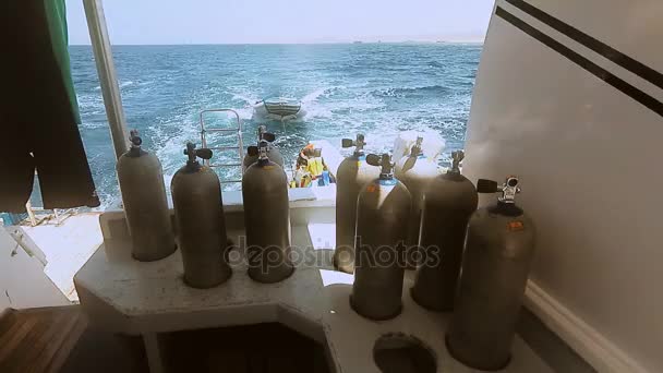 Yacht with diving equipment. Red sea. Marsa Alam — Stock Video