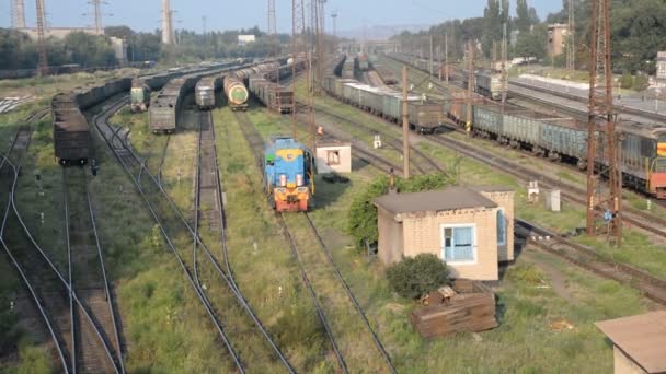 Railway colos. Cargo pose is on the pots — Stock Video