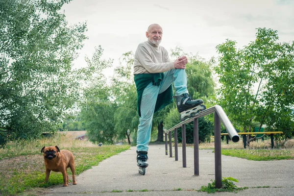 Büyükbaba Gryphon doğurmak köpek ile silindir üzerinde rulo