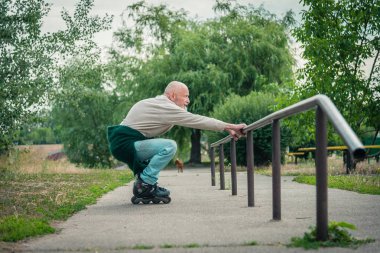 Büyükbaba Griffon doğurmak köpek ile silindir üzerinde rulo
