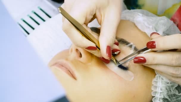 Eyelash extension. Procedures for eyelash extension — Stock Video