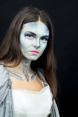 Makyaj. Görüntü bir cadı bir gelin elbise