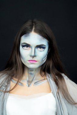 Makyaj. Görüntü bir cadı bir gelin elbise