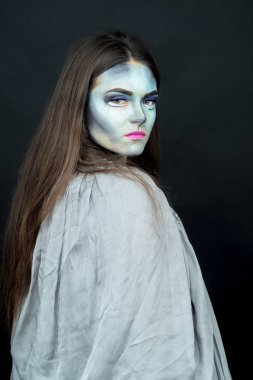 Makyaj. Görüntü bir cadı bir gelin elbise