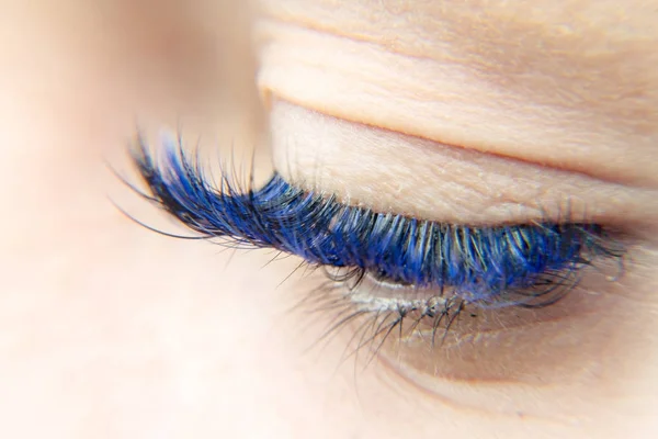 Occhi. Occhi verdi con ciglia blu — Foto Stock