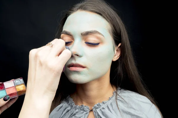 Makeup. Image of a witch in a bride dress — Stock Photo, Image