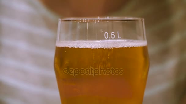 Beer Girl Drinking Beer — Stock Video