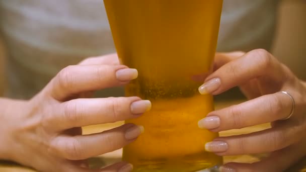 Beer Girl Drinking Beer — Stock Video