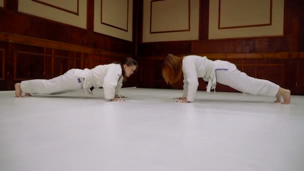 Combattez Les Filles Entraînent Judo Jujitsu — Video