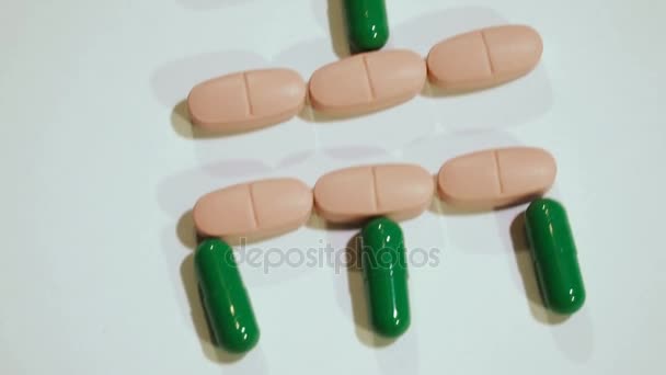 Pills Tablets Laid Out Word Health — Stock Video