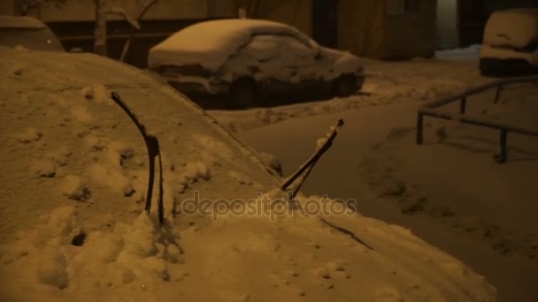 Sneeuwval Bedekt Met Sneeuw Machines — Stockvideo