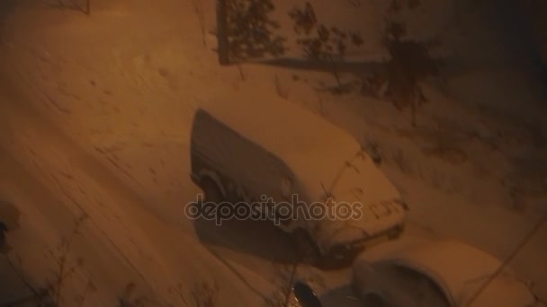 Ninsoare Mașini Acoperite Zăpadă — Videoclip de stoc