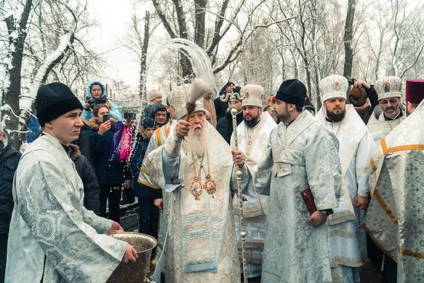キエフ, ウクライナ - 2018 年 1 月 19 日。主の洗礼。糸のセテキャンバス ストックフォト