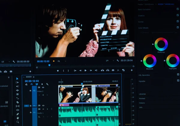 Video editing. Editing a video in an editing program